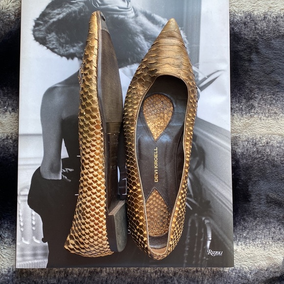 Used Devi Kroell snakeskin animal print leather flats. Size 39 1/2 - Picture 3 of 6